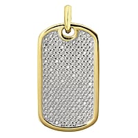 Stainless steel pendant with Gold-plated. Width:19mm. Length:35mm. Eyelet's transverse diameter:4,6mm. Eyelet's longitudinal diameter:4,8mm. Shiny.