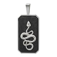 Pendentif en acier avec Fibre de carbone. Largeur:20mm. Longueur:36mm. Diamtre d'oeillet transversal:4,9mm. Diamtre d'oeillet longitudinal:8,4mm.  Serpent