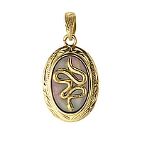 Stainless steel pendant with Sea shell and Gold-plated. Width:15,5mm. Length:21mm. Eyelet's transverse diameter:4mm. Eyelet's longitudinal diameter:5,5mm.  Snake Leaf Plant pattern