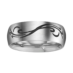 Stainless steel ring Stainless Steel Leaf Plant_pattern Tribal_pattern