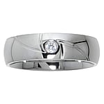 Stainless steel ring with zirconia. Width:6mm. Rounded.  Stripes Grooves Rills Lines Triangle