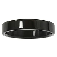 Steel ring out of Stainless Steel with Black PVD-coating. Width:4mm. Simple. Flat. Shiny.