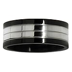 Steel ring out of Stainless Steel with Black PVD-coating. Width:8mm. Shiny. Flat.  Stripes Grooves Rills Lines