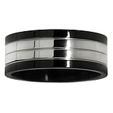 Bague en acier Acier inoxydable Revtement PVD noir Bandes Rayures Zbrure