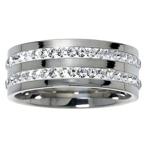 Stainless steel ring Stainless Steel Premium crystal Stripes Grooves Rills