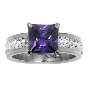 Stainless steel ring Stainless Steel Premium crystal zirconia