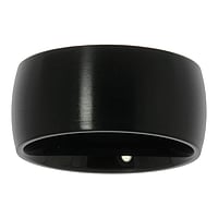Steel ring out of Stainless Steel with Black PVD-coating. Width:10mm. Simple. Rounded. Matt finish.