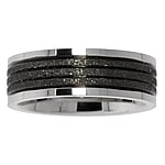 Bague en acier avec Revtement PVD noir. Largeur:7mm. brillant. plat.  Bandes Rayures Zbrure Rainure Rainurage Lignes