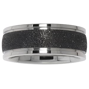 Bague en acier Acier inoxydable Revtement PVD noir Bandes Rayures Zbrure