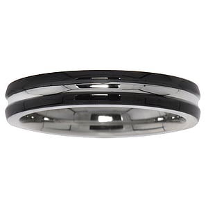 Steel ring Stainless Steel Black PVD-coating Stripes Grooves Rills