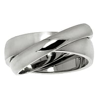 Stalen ring uit Staal. Breedte:4mm/5mm. Verstrengelde ringen. Afgerond.  eeuwig oneindig oneindigheid eindeloos eindeloosheid eeuwigheid lemniscaat liggende acht 8