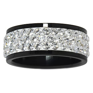 Steel ring Stainless Steel Black PVD-coating Premium crystal
