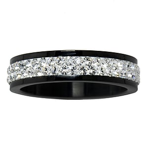 Steel ring Stainless Steel Black PVD-coating Premium crystal