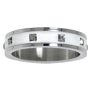 Stainless steel ring Stainless Steel Enamel Premium crystal Stripes Grooves Rills