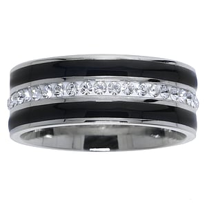 Stainless steel ring Stainless Steel Enamel Crystal Stripes Grooves Rills