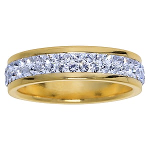 Stainless steel ring Stainless Steel PVD-coating (gold color) Premium crystal
