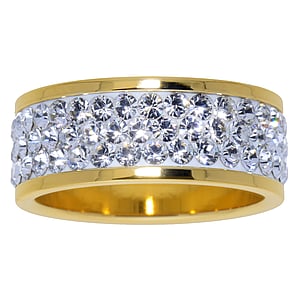 Stainless steel ring Stainless Steel PVD-coating (gold color) Premium crystal