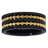 Steel ring Stainless Steel Black PVD-coating Gold-plated Stripes Grooves Rills