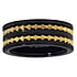 Steel ring Stainless Steel Black PVD-coating Gold-plated Stripes Grooves Rills