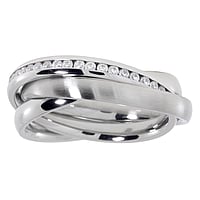 Stainless steel ring with Crystal. Width:ca,7mm. intertwined rings. Rounded.  Eternal Loop Eternity Everlasting Braided Intertwined 8