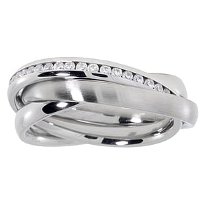 Stainless steel ring Stainless Steel Crystal Eternal Loop Eternity