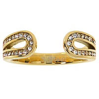 Stainless steel ring with Gold-plated and Crystal. Width:6,5mm. Wider at the top. Shiny.