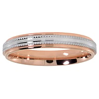 Steel ring out of Stainless Steel with Gold-plated. Width:3,6mm. Shiny. Rounded.  Stripes Grooves Rills Lines