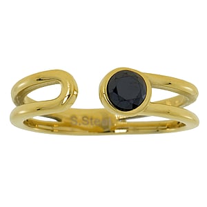 Stainless steel ring Stainless Steel Gold-plated zirconia