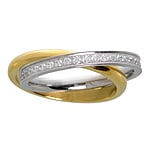 Stainless steel ring with Gold-plated and Crystal. Width:6,0mm. Shiny. intertwined rings.  Eternal Loop Eternity Everlasting Braided Intertwined 8