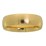 Steel ring out of Stainless Steel with PVD-coating (gold color). Width:6mm. Simple. Rounded. Matt finish.