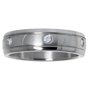 Bague acier Acier inoxydable Zircon Bandes Rayures Zbrure