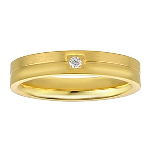 Anillo Acero fino Revestimiento PVD (color oro) Cristal Franja Tira Banda