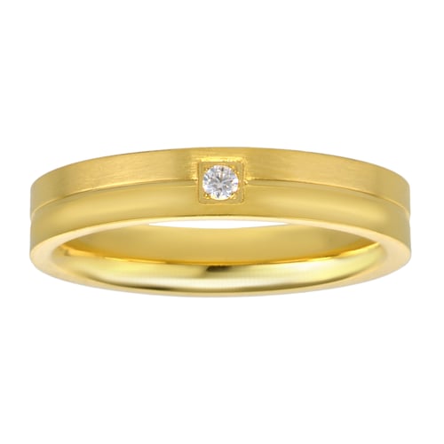 Bague En Acier Doré Avec Pierre Cristal - Bijou élégant Sans Marque, Neuf Sans Boîte