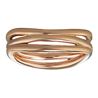 Stalen ring uit Staal met PVD laag (goudkleurig). Breedte:6mm. Glanzend.  streep lijn ribbels
