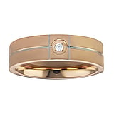 Anello acciaio inox Acciaio inox Rivestimento PVD (colore oro) Cristallo Striatura Banda Incavo