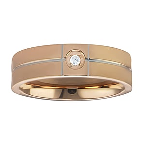 Stainless steel ring Stainless Steel PVD-coating (gold color) Crystal Stripes Grooves Rills