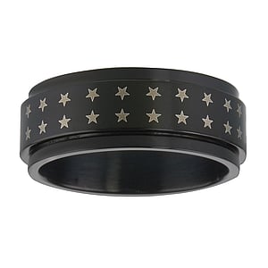 Steel ring Stainless Steel Black PVD-coating Star