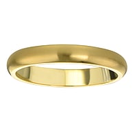 Steel ring out of Stainless Steel with PVD-coating (gold color). Width:3mm. Simple. Rounded. Matt finish.