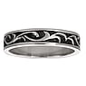 Steel ring Stainless Steel Black PVD-coating Tribal_pattern Leaf Plant_pattern