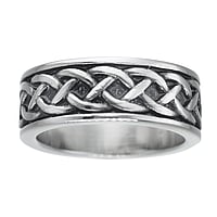 Steel ring out of Stainless Steel. Width:8mm.  Eternal Loop Eternity Everlasting Braided Intertwined 8 Tribal pattern