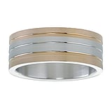 Steel ring Stainless Steel PVD-coating (gold color) Stripes Grooves Rills