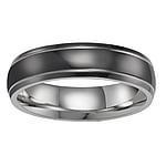 Bague en acier avec Revtement PVD noir. Largeur:6mm. arrondi. brillant.  Bandes Rayures Zbrure Rainure Rainurage Lignes