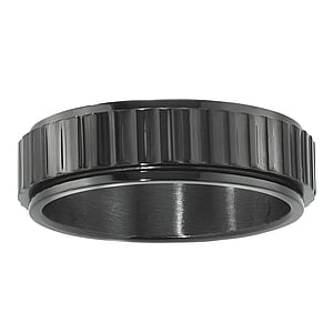 Steel ring Stainless Steel Black PVD-coating Stripes Grooves Rills