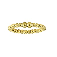 Stainless steel ring with PVD-coating (gold color). Width:4mm. Shiny. Elastic.