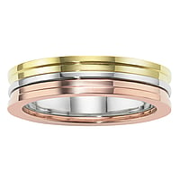 Steel ring out of Stainless Steel with PVD-coating (gold color). Width:5mm. Shiny. You can turn the part in the middle.  Stripes Grooves Rills Lines