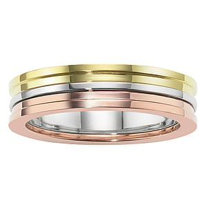 Steel ring Stainless Steel PVD-coating (gold color) Stripes Grooves Rills