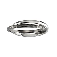 Stalen ring uit Staal met PVD laag (zwart). Breedte:4mm. Verstrengelde ringen.  blad blaadje plantpatroon bloem