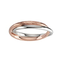 Stainless steel ring with PVD-coating (gold color). Width:4mm. intertwined rings.  Leaf Plant pattern Flower