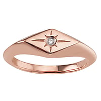 Stainless steel ring with PVD-coating (gold color) and Crystal. Height:6mm. Width:12mm. Shiny.  Star