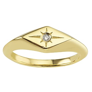 Stainless steel ring Stainless Steel PVD-coating (gold color) Crystal Star